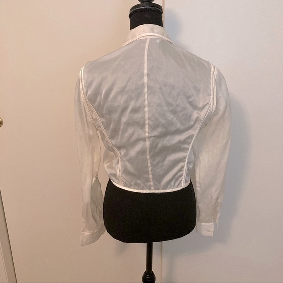 Vtg Sheer Emanuel Ungaro 100% Silk Button Down Shirt/Blouse Tie Front - Picture 4 of 11